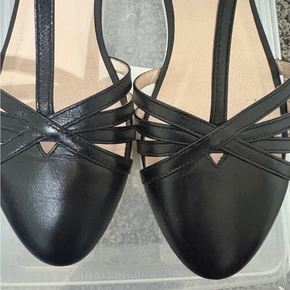 Sarah Jessica Parker SJP Meteor T Strap Flats Black Leather Size 36.5 - Picture 3 of 6